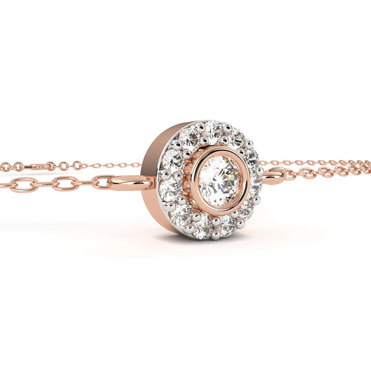 Helios Halo Bracelet - round brilliant diamond bracelet - three-quarter view - hand-made in Byron Bay Hinterland, Australia by Lucano Fine Jewellery