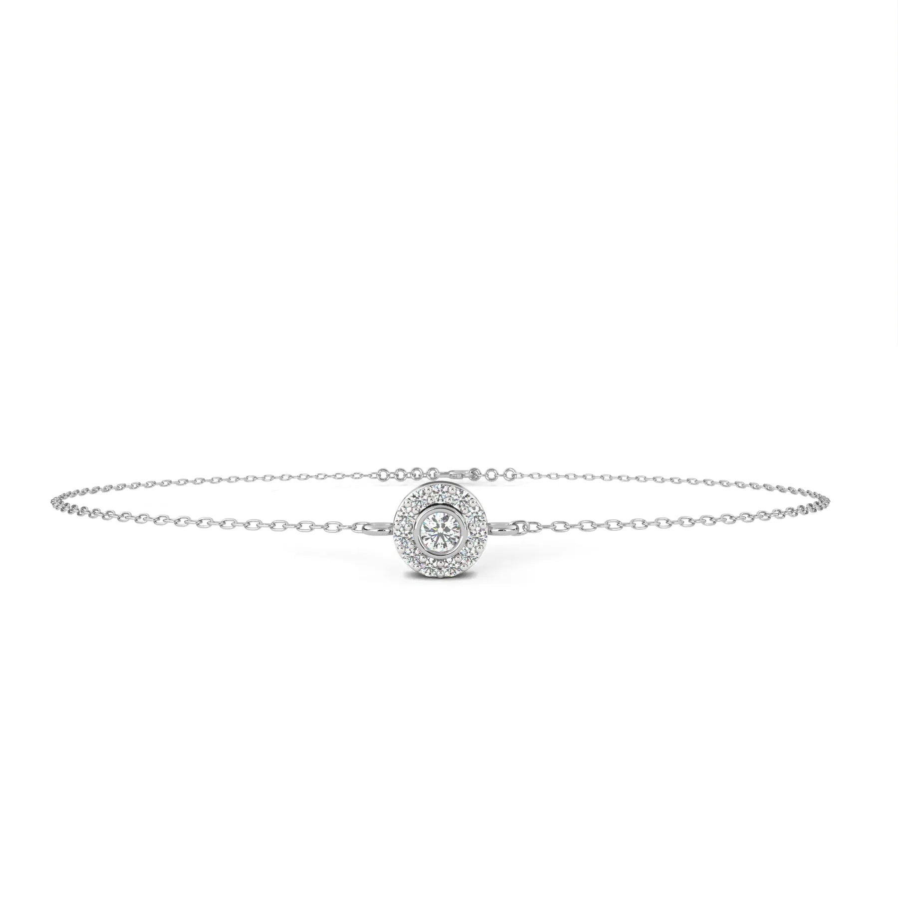 Helios Halo Bracelet - round brilliant diamond bracelet - top view - hand-made in Byron Bay Hinterland, Australia by Lucano Fine Jewellery