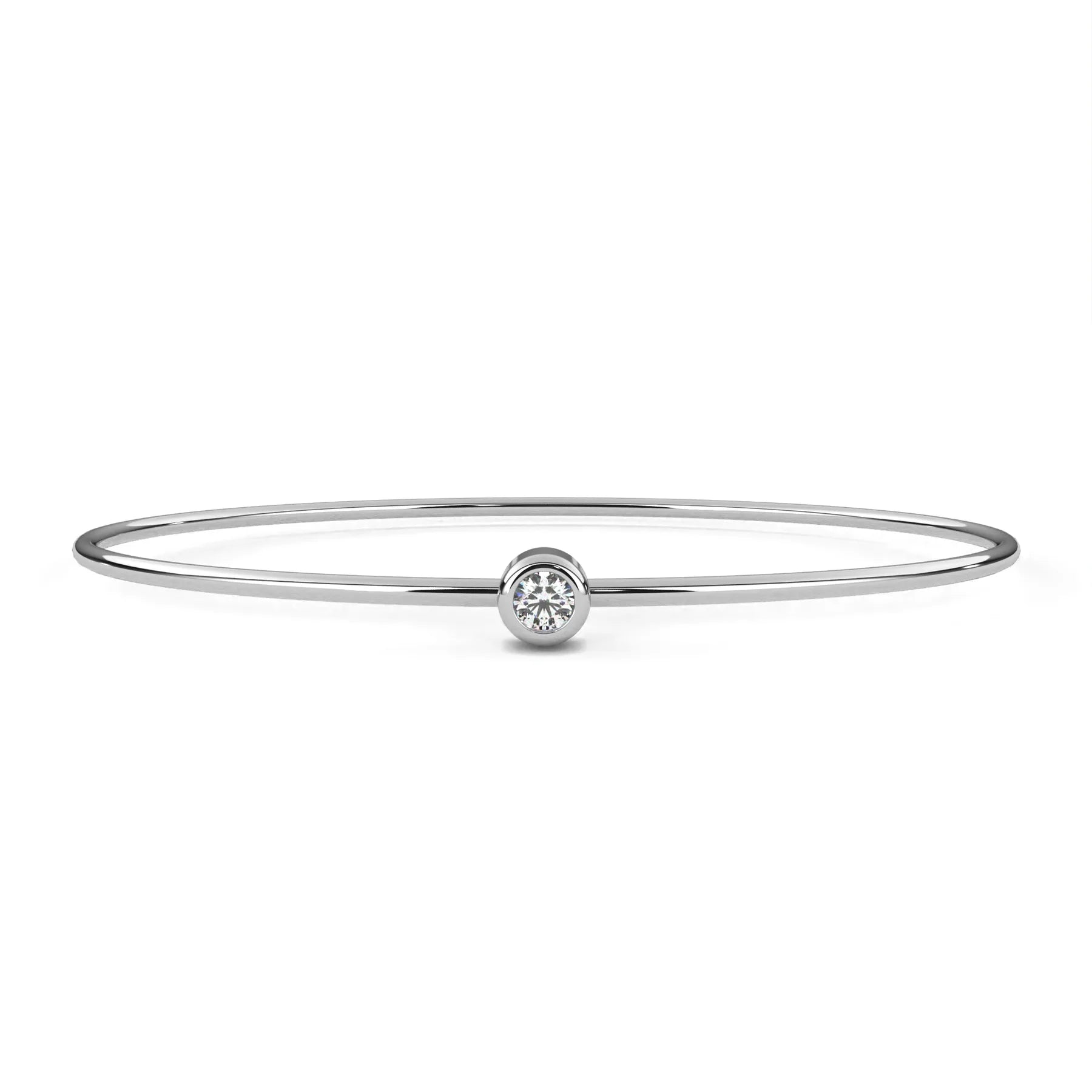 Luna Solitaire Bangle - round brilliant diamond bracelet - in 18ct white gold - hand-made in Byron Bay Hinterland, Australia by Lucano Fine Jewellery