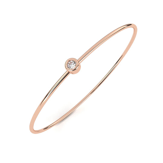 Luna Solitaire Bangle - round brilliant diamond bracelet - detail close-up - hand-made in Byron Bay Hinterland, Australia by Lucano Fine Jewellery