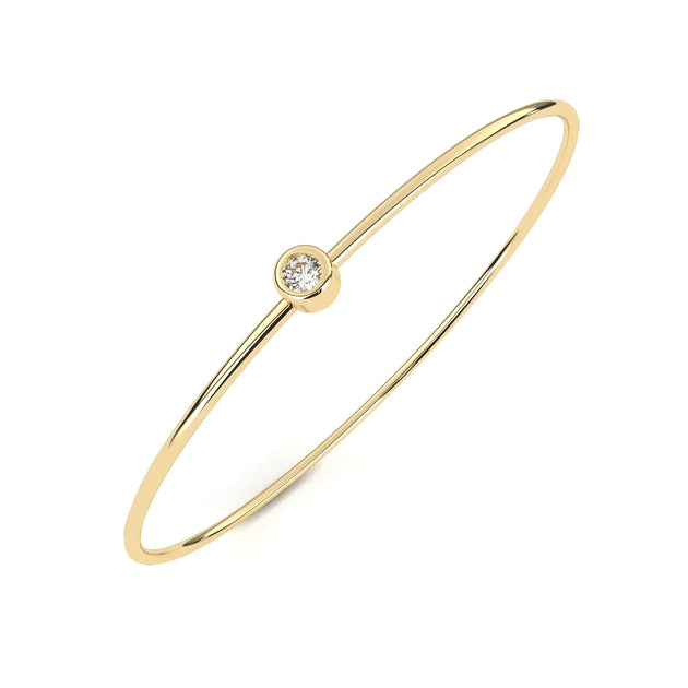 Luna Solitaire Bangle - round brilliant diamond bracelet - top view - hand-made in Byron Bay Hinterland, Australia by Lucano Fine Jewellery