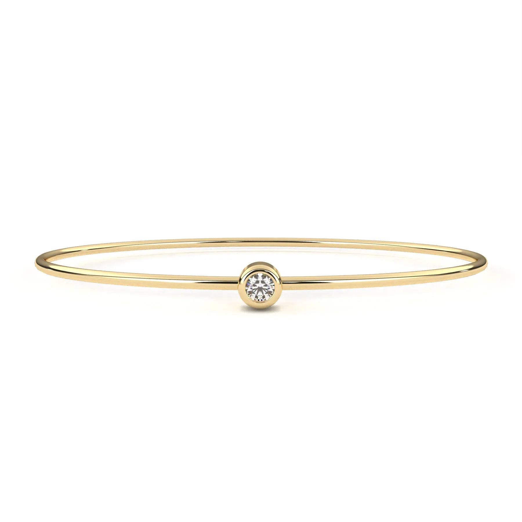 Luna Solitaire Bangle - round brilliant diamond bracelet - in 18ct yellow gold - hand-made in Byron Bay Hinterland, Australia by Lucano Fine Jewellery