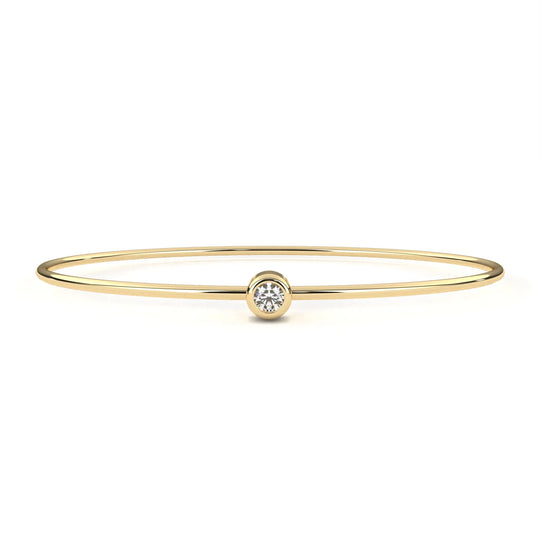 Luna Solitaire Bangle - round brilliant diamond bracelet - in 18ct yellow gold - hand-made in Byron Bay Hinterland, Australia by Lucano Fine Jewellery