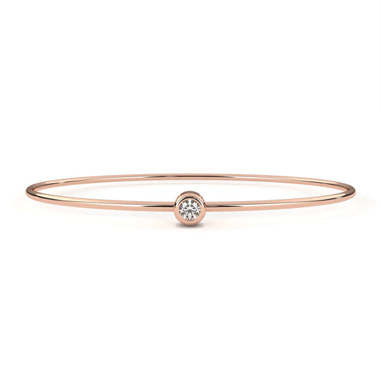 Luna Solitaire Bangle - round brilliant diamond bracelet - in 9ct white gold - hand-made in Byron Bay Hinterland, Australia by Lucano Fine Jewellery