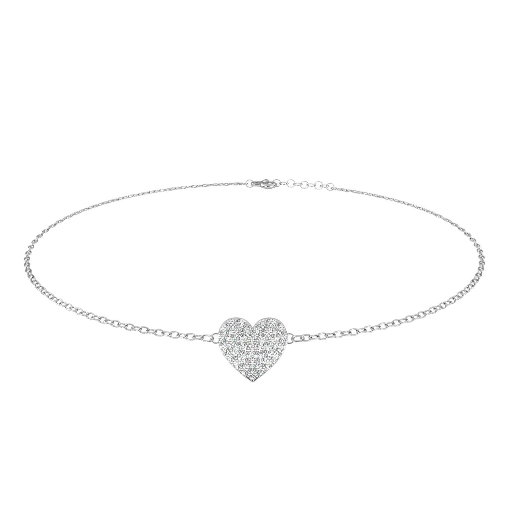 Cuore Pavé Bracelet - round brilliant diamond bracelet - top view - hand-made in Byron Bay Hinterland, Australia by Lucano Fine Jewellery
