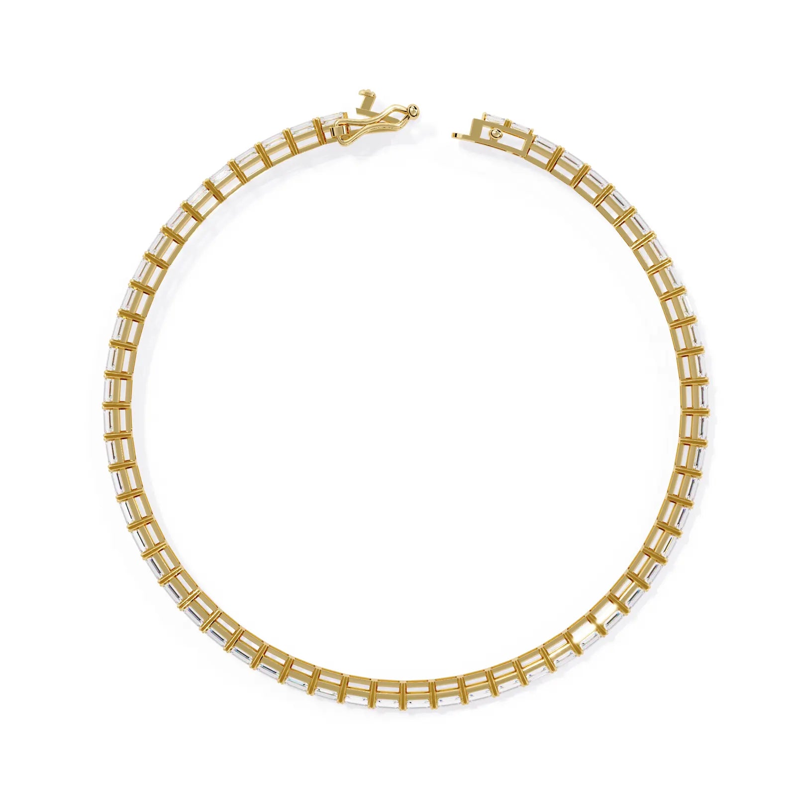 Smeralda Emerald Tennis Bracelet - round brilliant diamond bracelet - angled view - hand-made in Byron Bay Hinterland, Australia by Lucano Fine Jewellery
