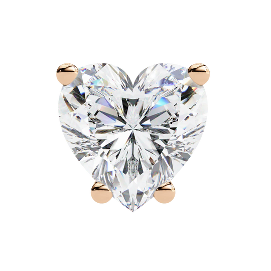 Cuore Heart Solitaire Studs - heart-cut diamond earrings - front view - hand-made in Byron Bay Hinterland, Australia by Lucano Fine Jewellery