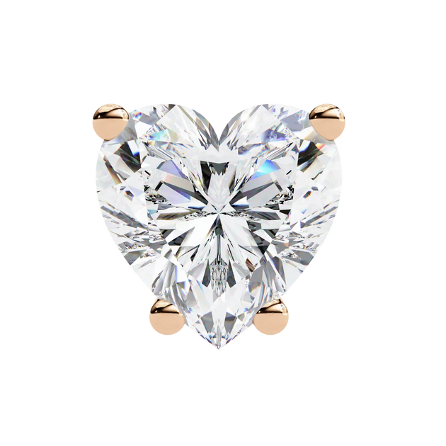Cuore Heart Solitaire Studs - heart-cut diamond earrings - front view - hand-made in Byron Bay Hinterland, Australia by Lucano Fine Jewellery