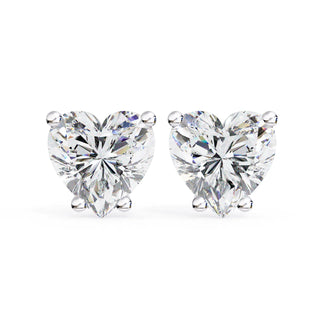 Cuore Heart Solitaire Studs - heart-cut diamond earrings - three-quarter view - hand-made in Byron Bay Hinterland, Australia by Lucano Fine Jewellery