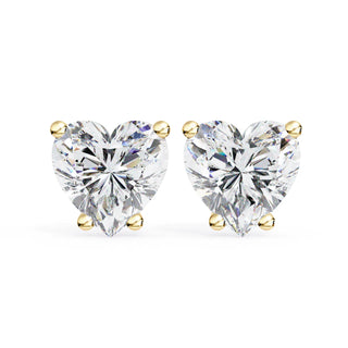 Cuore Heart Solitaire Studs - heart-cut diamond earrings - detail close-up - hand-made in Byron Bay Hinterland, Australia by Lucano Fine Jewellery
