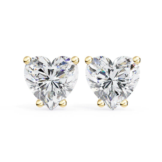 Cuore Heart Solitaire Studs - heart-cut diamond earrings - detail close-up - hand-made in Byron Bay Hinterland, Australia by Lucano Fine Jewellery