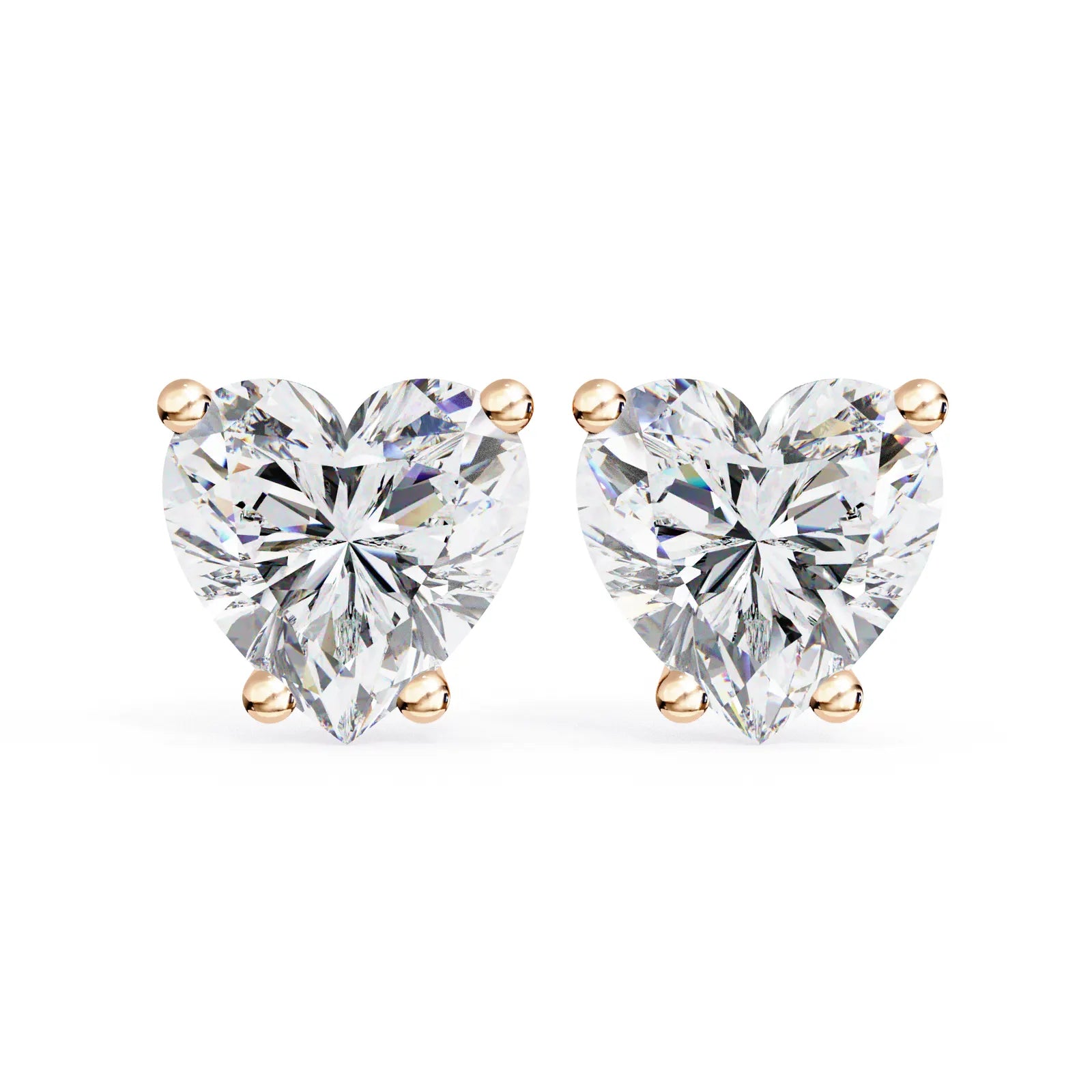 Cuore Heart Solitaire Studs - heart-cut diamond earrings - top view - hand-made in Byron Bay Hinterland, Australia by Lucano Fine Jewellery