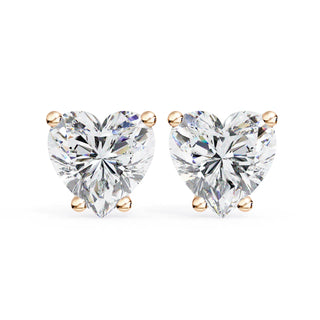 Cuore Heart Solitaire Studs - heart-cut diamond earrings - top view - hand-made in Byron Bay Hinterland, Australia by Lucano Fine Jewellery