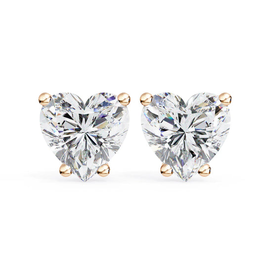 Cuore Heart Solitaire Studs - heart-cut diamond earrings - top view - hand-made in Byron Bay Hinterland, Australia by Lucano Fine Jewellery