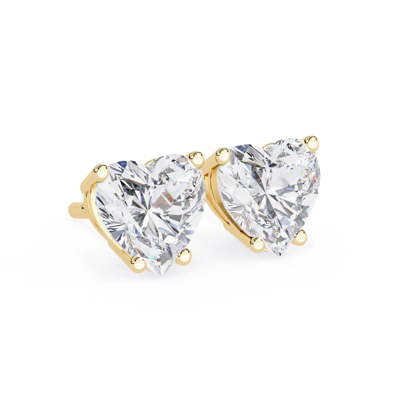 Cuore Heart Solitaire Studs - heart-cut diamond earrings - in 18ct yellow gold - hand-made in Byron Bay Hinterland, Australia by Lucano Fine Jewellery
