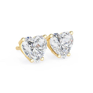 Cuore Heart Solitaire Studs - heart-cut diamond earrings - in 18ct yellow gold - hand-made in Byron Bay Hinterland, Australia by Lucano Fine Jewellery