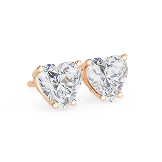 Cuore Heart Solitaire Studs - heart-cut diamond earrings - in 9ct white gold - hand-made in Byron Bay Hinterland, Australia by Lucano Fine Jewellery
