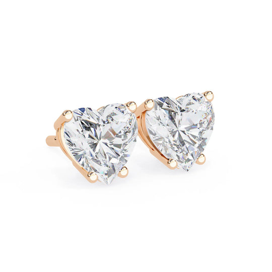 Cuore Heart Solitaire Studs - heart-cut diamond earrings - in 9ct white gold - hand-made in Byron Bay Hinterland, Australia by Lucano Fine Jewellery