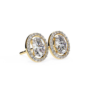 Ovalia Halo Studs - oval-cut diamond earrings - platinum finish - hand-made in Byron Bay Hinterland, Australia by Lucano Fine Jewellery