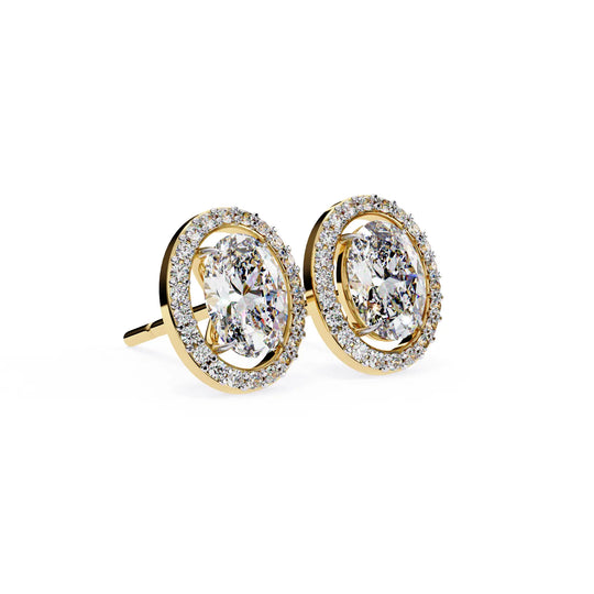 Ovalia Halo Studs - oval-cut diamond earrings - platinum finish - hand-made in Byron Bay Hinterland, Australia by Lucano Fine Jewellery