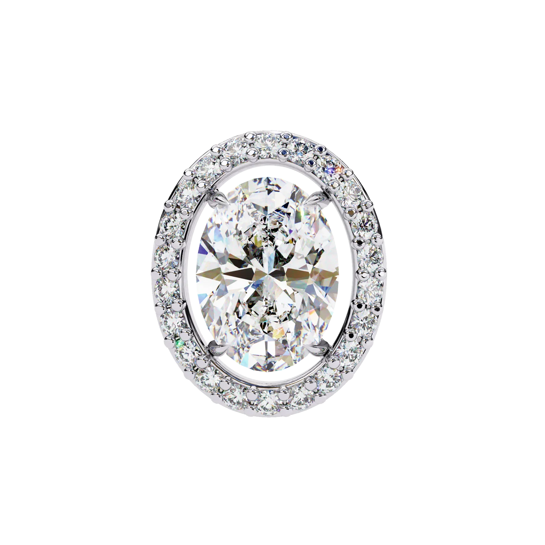 Ovalia Halo Studs - oval-cut diamond earrings - front view - hand-made in Byron Bay Hinterland, Australia by Lucano Fine Jewellery