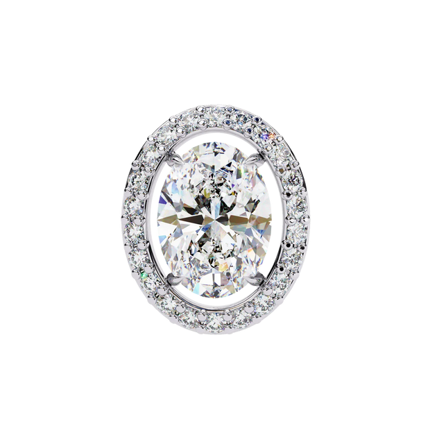 Ovalia Halo Studs - oval-cut diamond earrings - front view - hand-made in Byron Bay Hinterland, Australia by Lucano Fine Jewellery