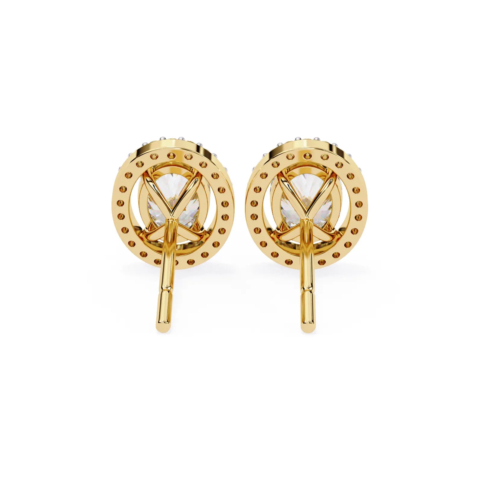 Ovalia Halo Studs - oval-cut diamond earrings - side profile - hand-made in Byron Bay Hinterland, Australia by Lucano Fine Jewellery