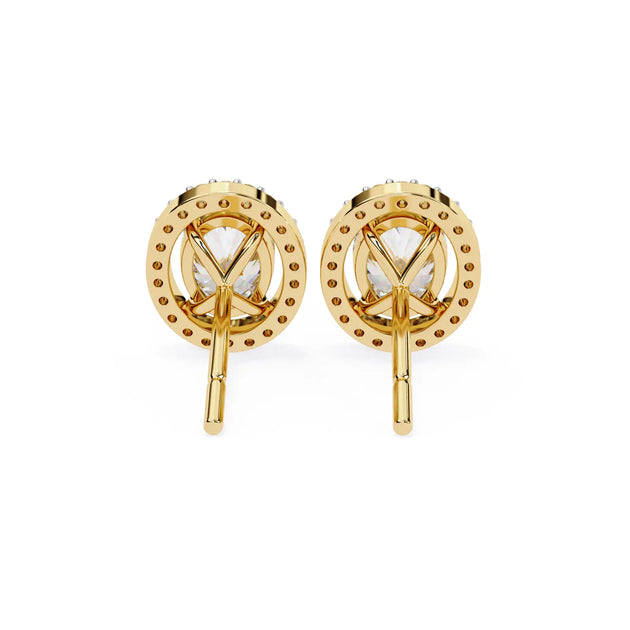 Ovalia Halo Studs - oval-cut diamond earrings - side profile - hand-made in Byron Bay Hinterland, Australia by Lucano Fine Jewellery