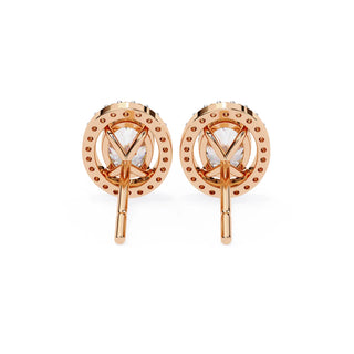 Ovalia Halo Studs - oval-cut diamond earrings - angled view - hand-made in Byron Bay Hinterland, Australia by Lucano Fine Jewellery