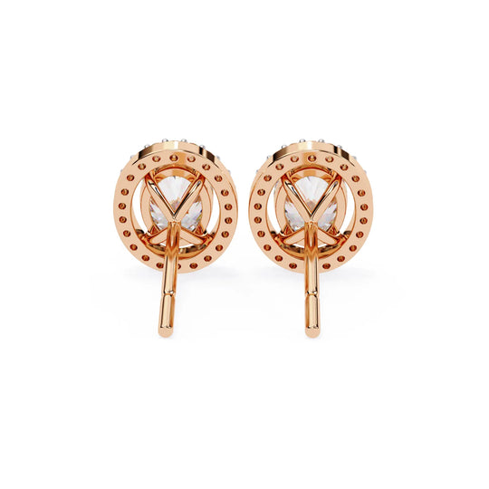 Ovalia Halo Studs - oval-cut diamond earrings - angled view - hand-made in Byron Bay Hinterland, Australia by Lucano Fine Jewellery