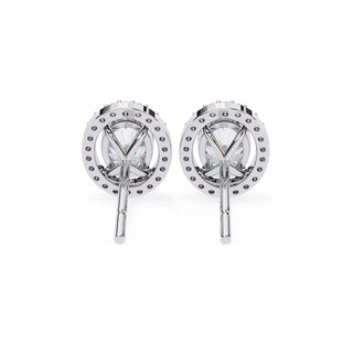 Ovalia Halo Studs - oval-cut diamond earrings - three-quarter view - hand-made in Byron Bay Hinterland, Australia by Lucano Fine Jewellery