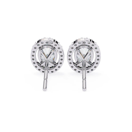 Ovalia Halo Studs - oval-cut diamond earrings - three-quarter view - hand-made in Byron Bay Hinterland, Australia by Lucano Fine Jewellery