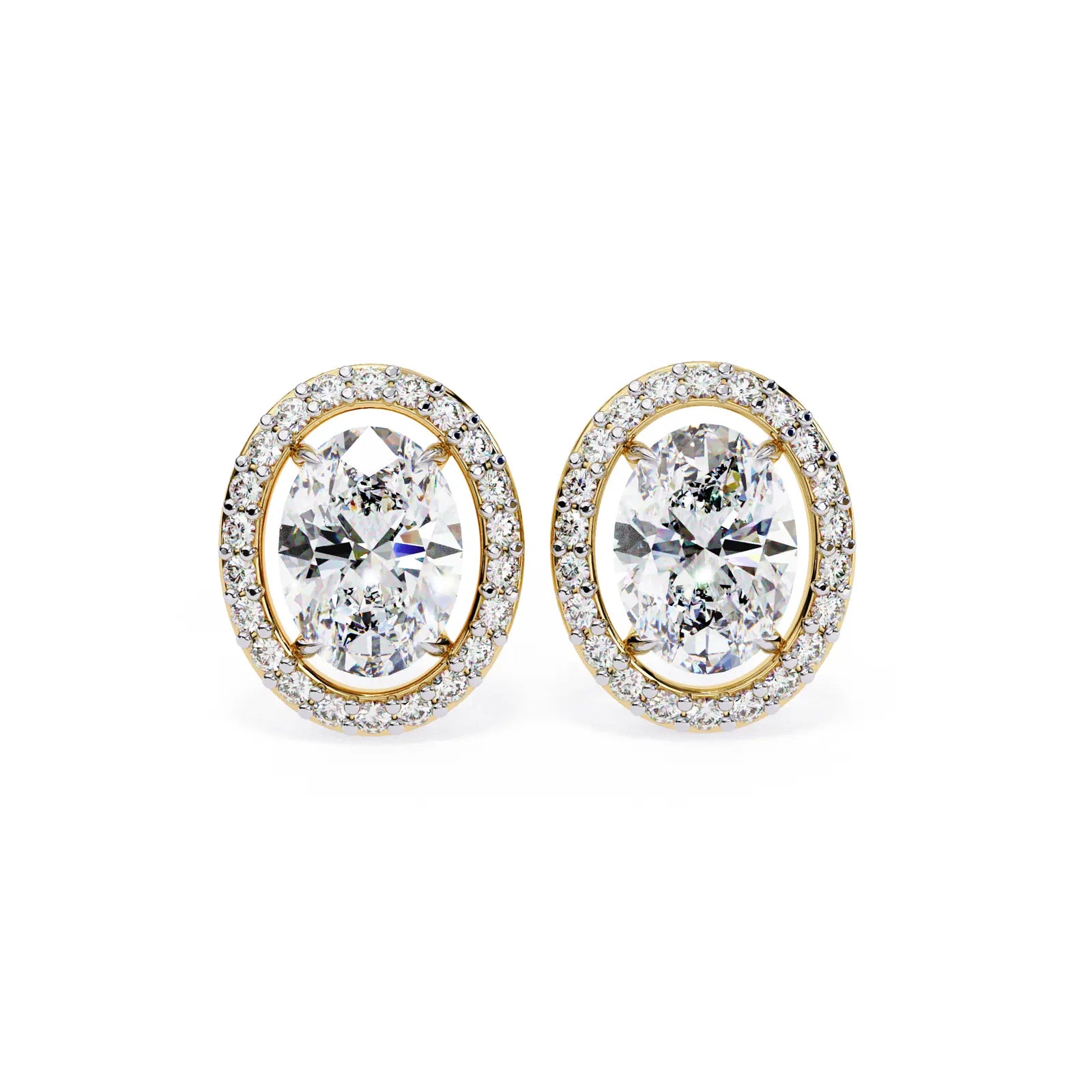 Ovalia Halo Studs - oval-cut diamond earrings - detail close-up - hand-made in Byron Bay Hinterland, Australia by Lucano Fine Jewellery