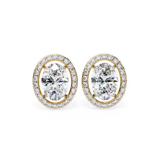 Ovalia Halo Studs - oval-cut diamond earrings - detail close-up - hand-made in Byron Bay Hinterland, Australia by Lucano Fine Jewellery