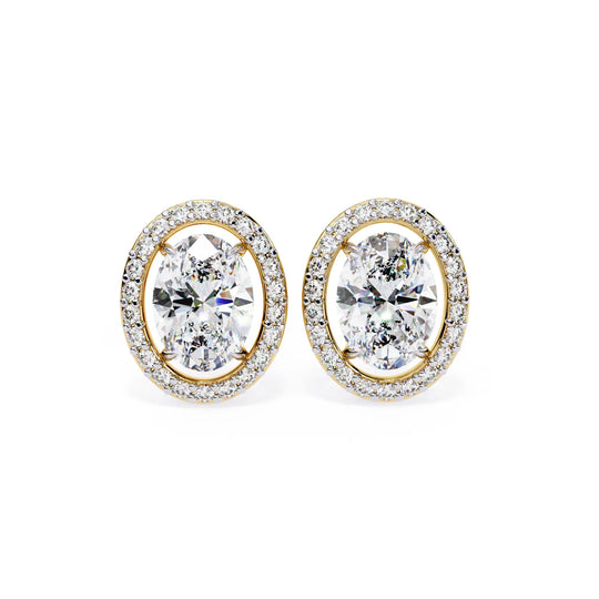 Ovalia Halo Studs - oval-cut diamond earrings - detail close-up - hand-made in Byron Bay Hinterland, Australia by Lucano Fine Jewellery