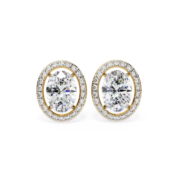 Ovale Halo Studs - oval-cut diamond earrings - detail close-up - hand-made in Byron Bay Hinterland, Australia by Lucano Fine Jewellery