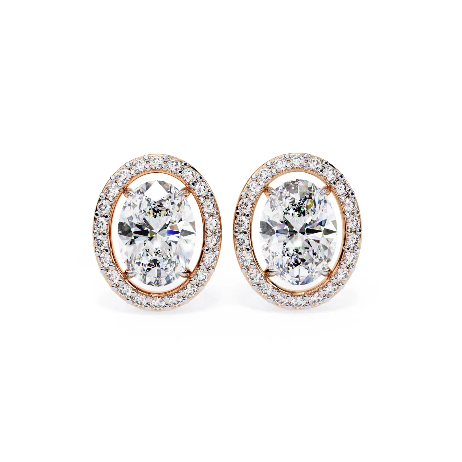 Ovalia Halo Studs - oval-cut diamond earrings - top view - hand-made in Byron Bay Hinterland, Australia by Lucano Fine Jewellery