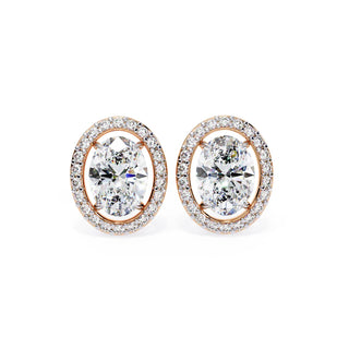 Ovalia Halo Studs - oval-cut diamond earrings - top view - hand-made in Byron Bay Hinterland, Australia by Lucano Fine Jewellery
