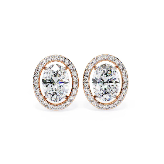Ovalia Halo Studs - oval-cut diamond earrings - top view - hand-made in Byron Bay Hinterland, Australia by Lucano Fine Jewellery