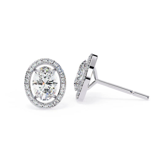 Ovalia Halo Studs - oval-cut diamond earrings - in 18ct yellow gold - hand-made in Byron Bay Hinterland, Australia by Lucano Fine Jewellery