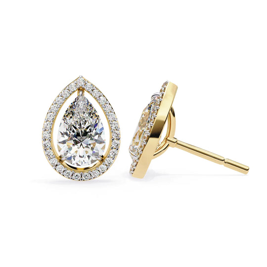 Lacrima Pear Halo Studs - pear-cut diamond earrings - in 18ct white gold - hand-made in Byron Bay Hinterland, Australia by Lucano Fine Jewellery