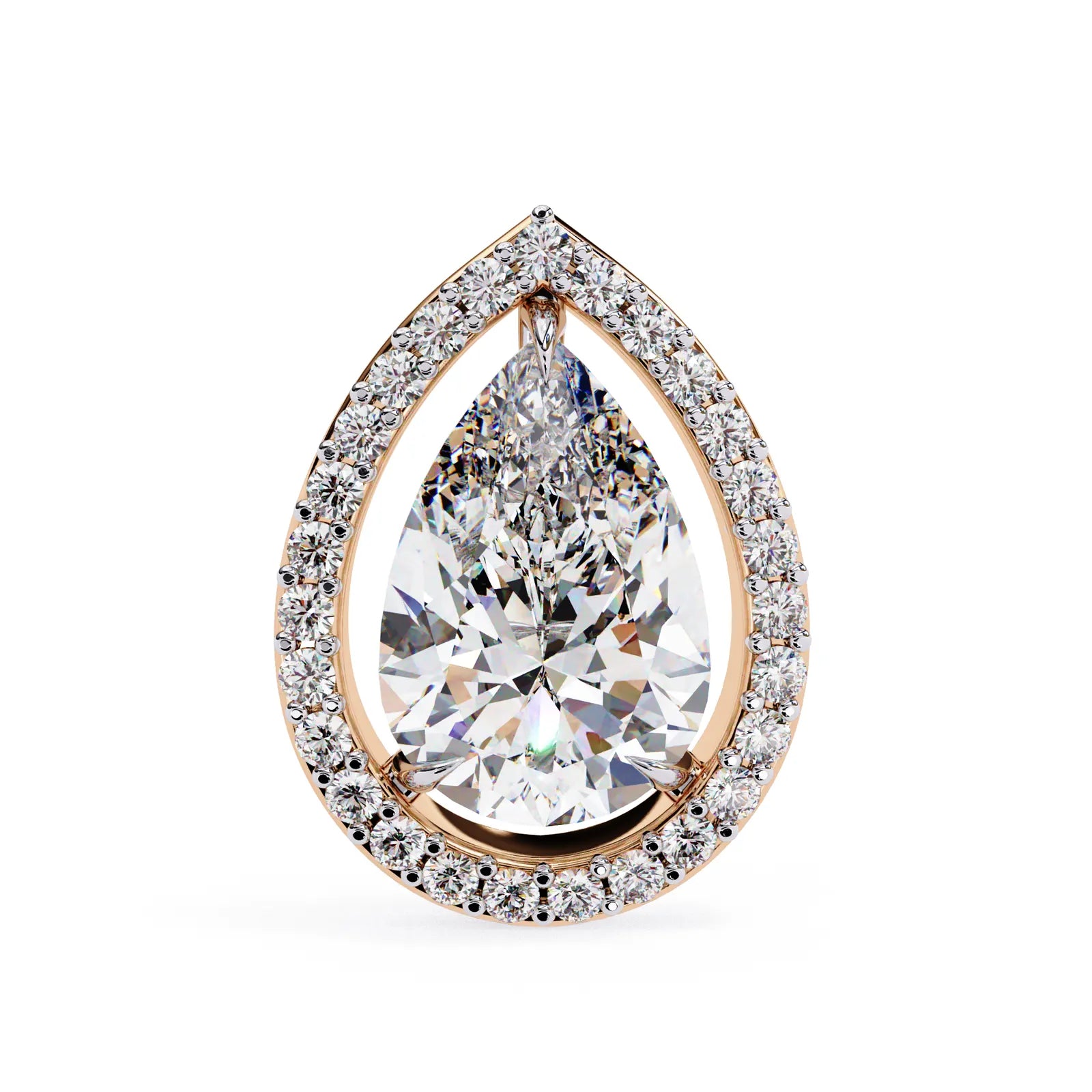 Lacrima Pear Halo Studs - pear-cut diamond earrings - in 18ct rose gold - hand-made in Byron Bay Hinterland, Australia by Lucano Fine Jewellery
