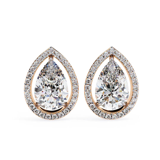 Lacrima Pear Halo Studs