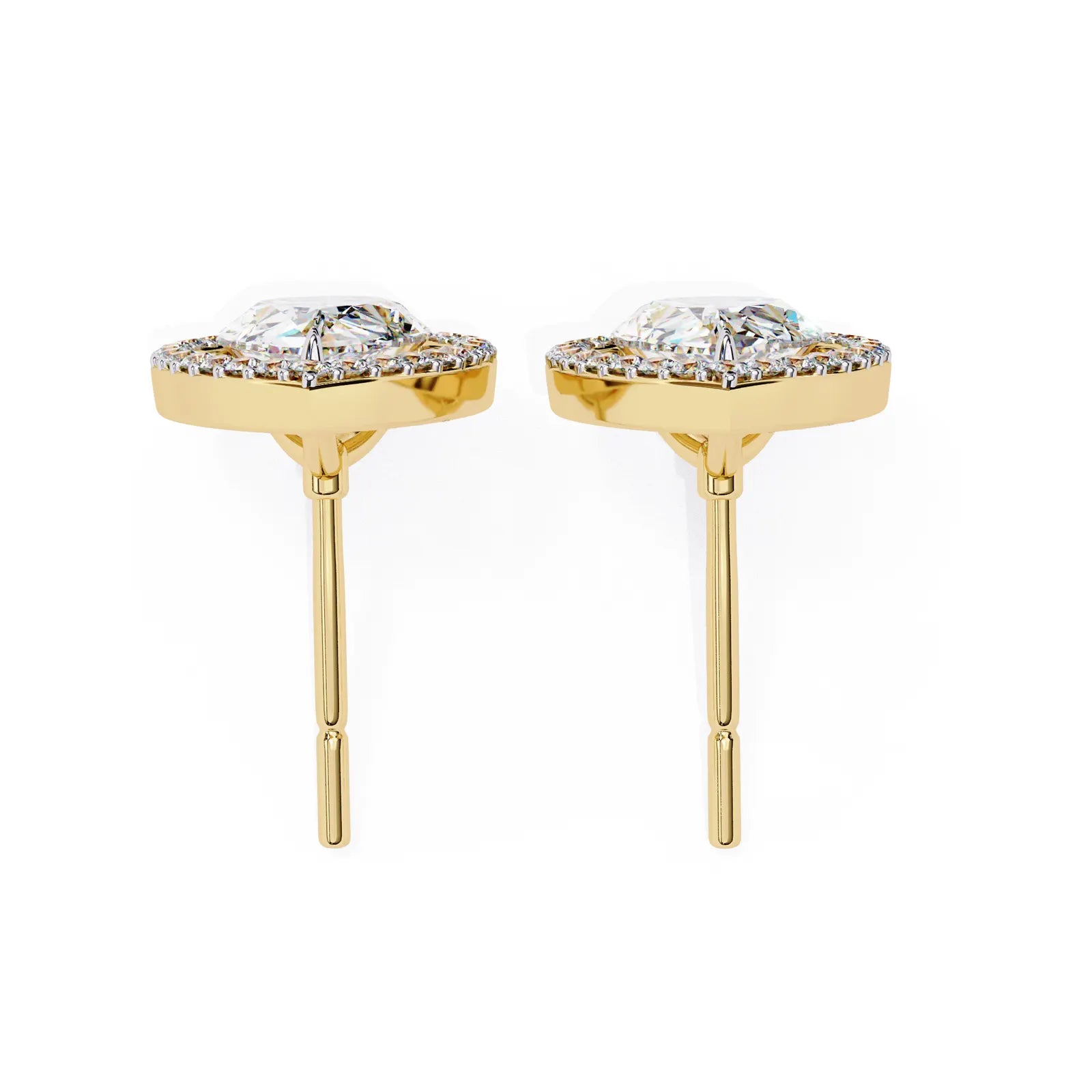 Lacrima Pear Halo Studs - pear-cut diamond earrings - side profile - hand-made in Byron Bay Hinterland, Australia by Lucano Fine Jewellery