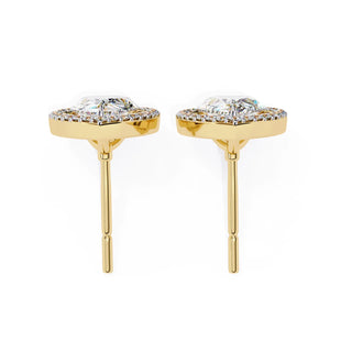 Lacrima Pear Halo Studs - pear-cut diamond earrings - side profile - hand-made in Byron Bay Hinterland, Australia by Lucano Fine Jewellery