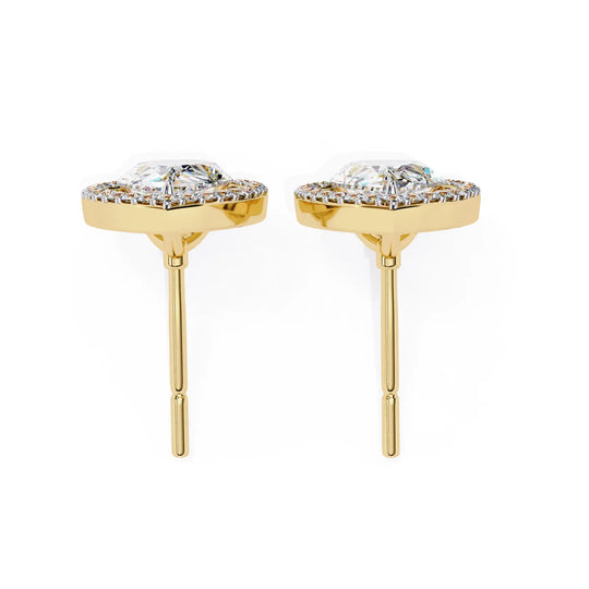 Lacrima Pear Halo Studs - pear-cut diamond earrings - side profile - hand-made in Byron Bay Hinterland, Australia by Lucano Fine Jewellery