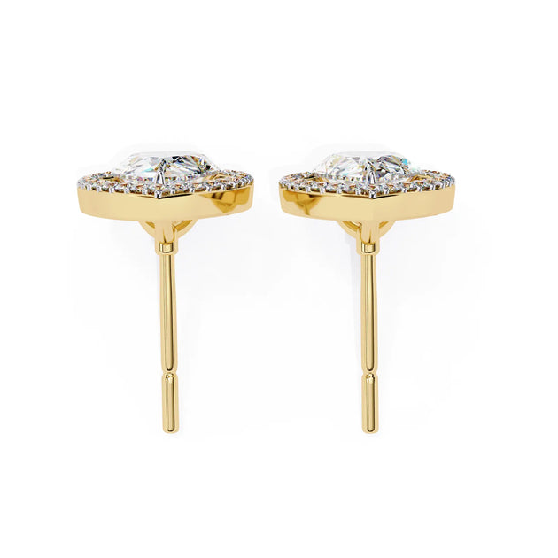 Lacrima Pear Halo Studs - pear-cut diamond earrings - side profile - hand-made in Byron Bay Hinterland, Australia by Lucano Fine Jewellery
