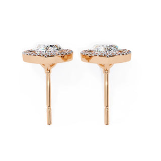 Lacrima Pear Halo Studs - pear-cut diamond earrings - angled view - hand-made in Byron Bay Hinterland, Australia by Lucano Fine Jewellery