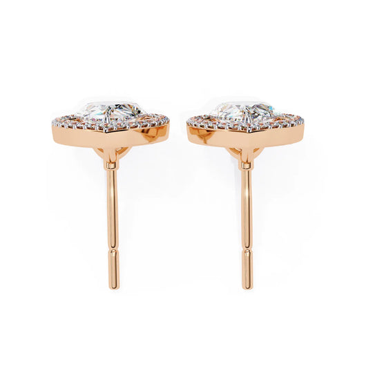 Lacrima Pear Halo Studs - pear-cut diamond earrings - angled view - hand-made in Byron Bay Hinterland, Australia by Lucano Fine Jewellery