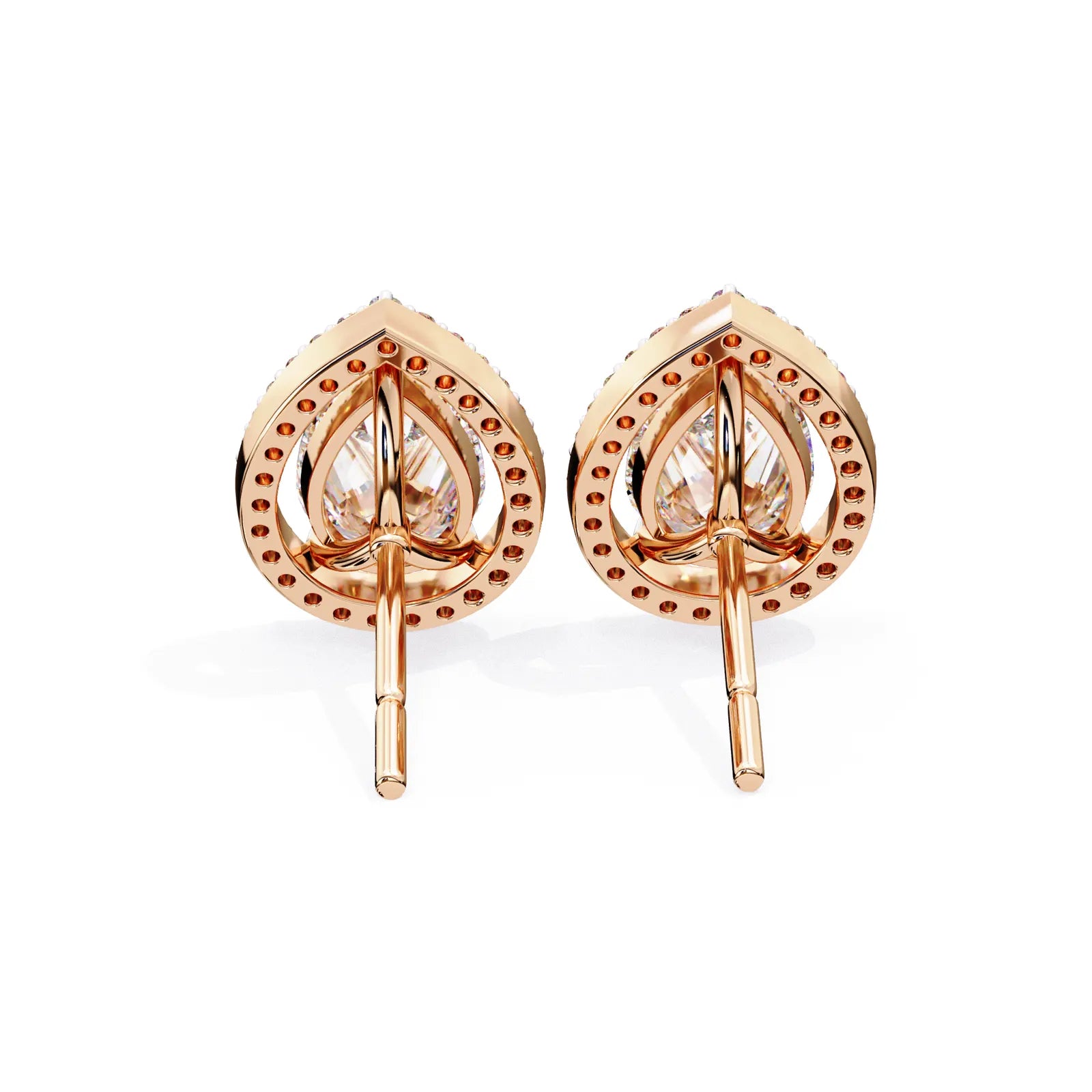 Lacrima Pear Halo Studs - pear-cut diamond earrings - detail close-up - hand-made in Byron Bay Hinterland, Australia by Lucano Fine Jewellery